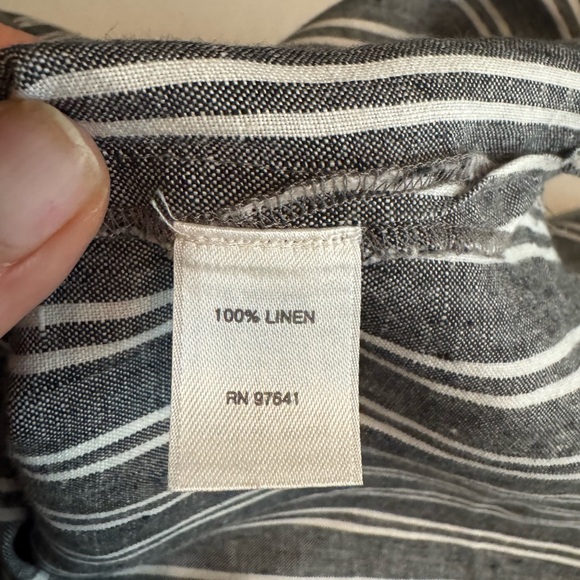 J Jill Love Linen Striped Maxi Dress Medium Coastal Euro Summer Beachy Grey - Picture 6 of 7